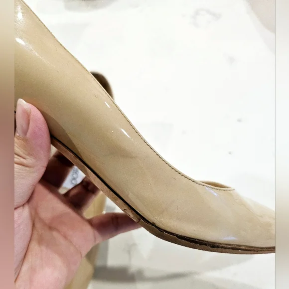 Jimmy Choo Nude Patent Kitten Heel Pumps - Picture 10 of 14